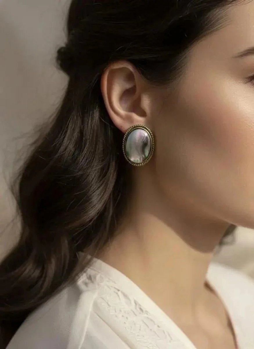 Dorvina Messing Karamaz Sieraad Goudkleurig Natuurlijk Steen Efektli Vitage Design Dames Oorbellen