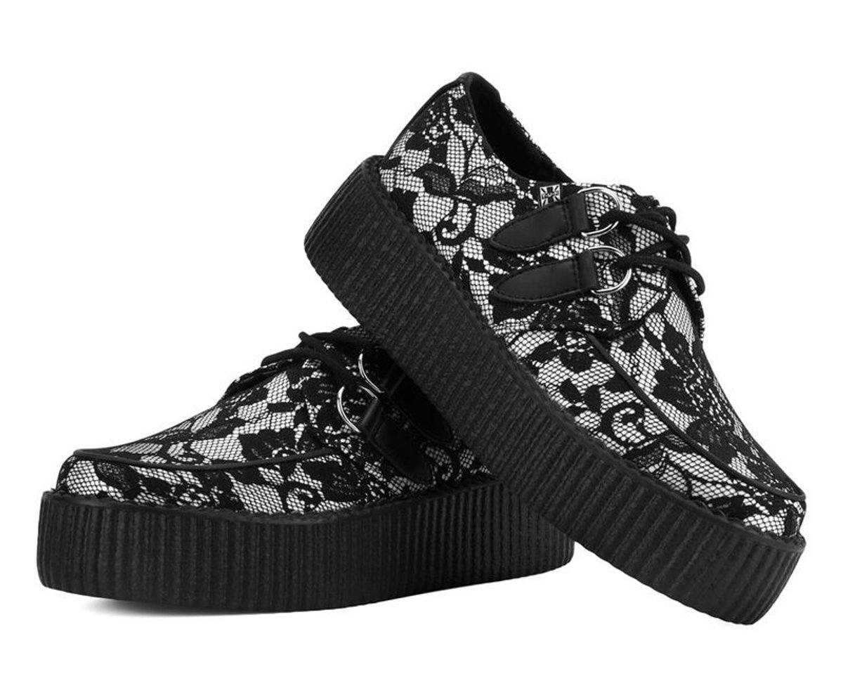 T.U.K. Viva Hi Creeper White Black Dames Creepers - zwart/wit - EU36