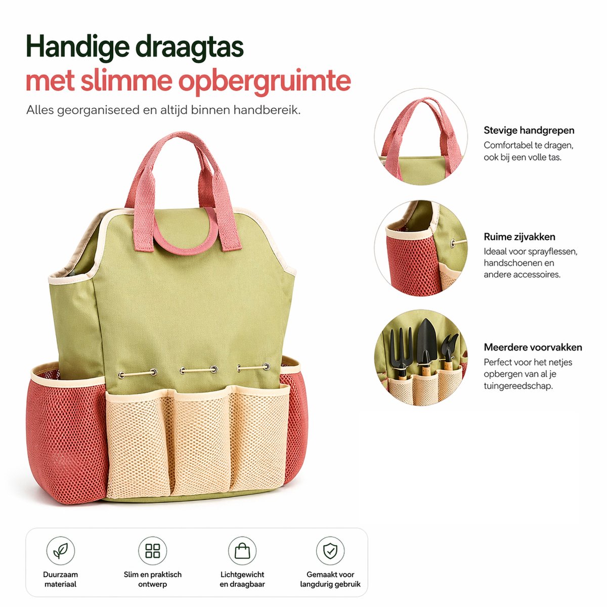 BOTC Tuingereedschap Set 10-Delig - Stevige tuingereedschapset met handtas - Duurzame tuinset - Ideaal tuincadeau – foto 4