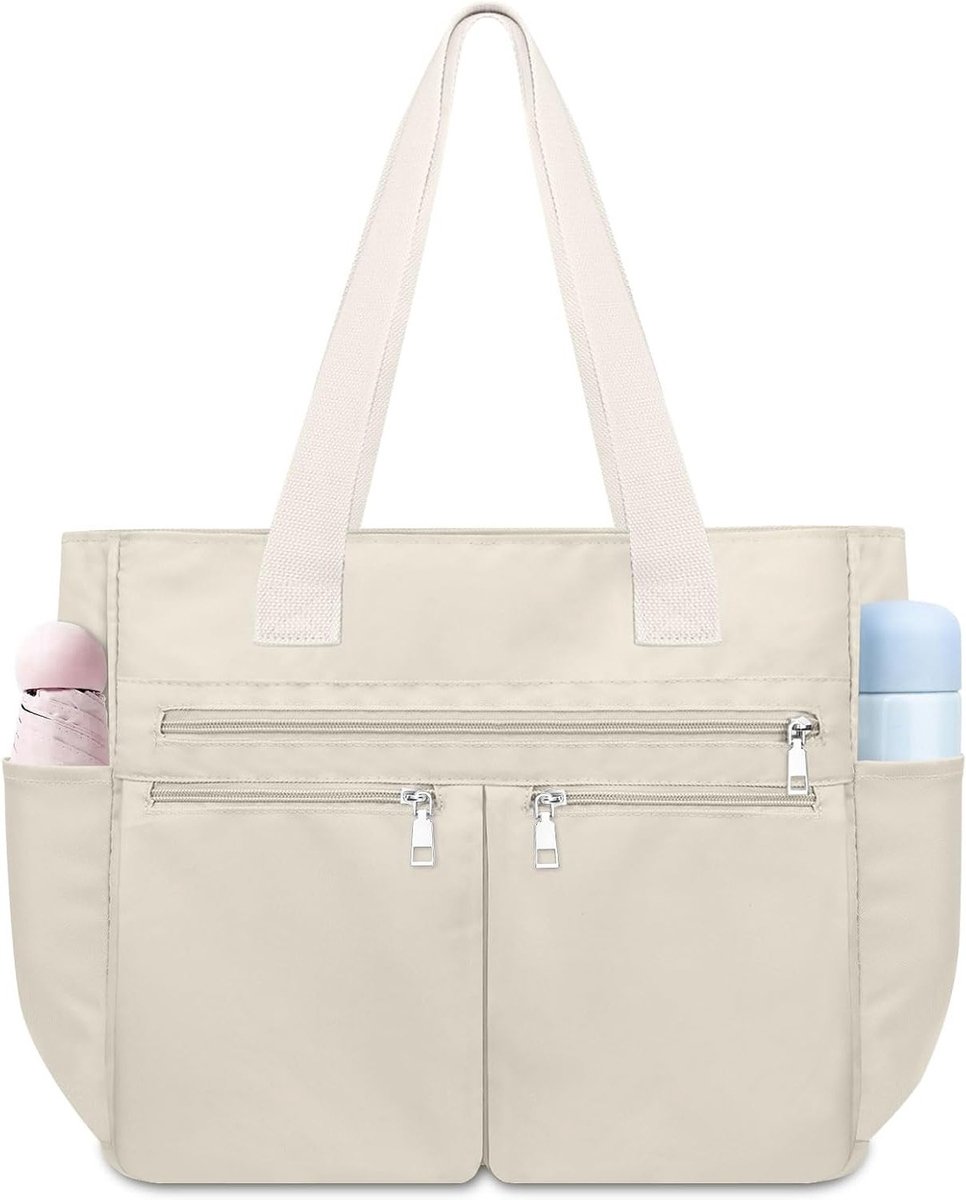 Ruime Dames Tote Bag, Waterdichte Nylon Schoudertas voor Laptop, Lichtgewicht Handtas voor College, Reizen en Winkelen