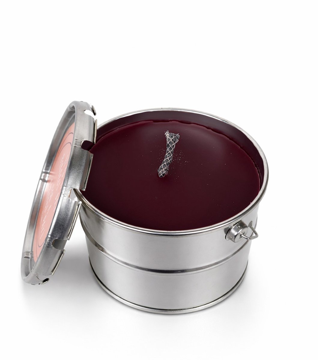 Rustik Lys Buitenkaars in Blik – Aubergine – 18 x 14 cm – 50 Branduren – Sfeervolle Tuin- & Terraskaars - set van 2 blikken