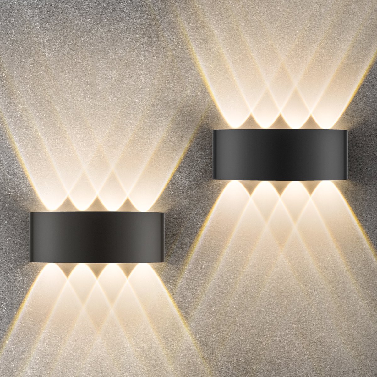 Oraymin LED Wandlamp Binnen & Buiten - Up & Down - 640LM - 3000K - IP65 - Zwart - Set van 2