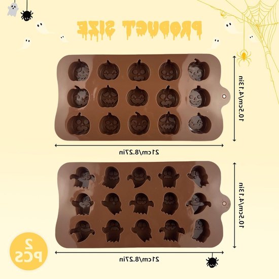 Set van 2 Siliconen Bakvormen voor Halloween Taarten, Koekjes, Muffins en Chocolade - Ideaal voor DIY Bakprojecten en Creatieve Snoepjes van Merkloos — afbeelding 5