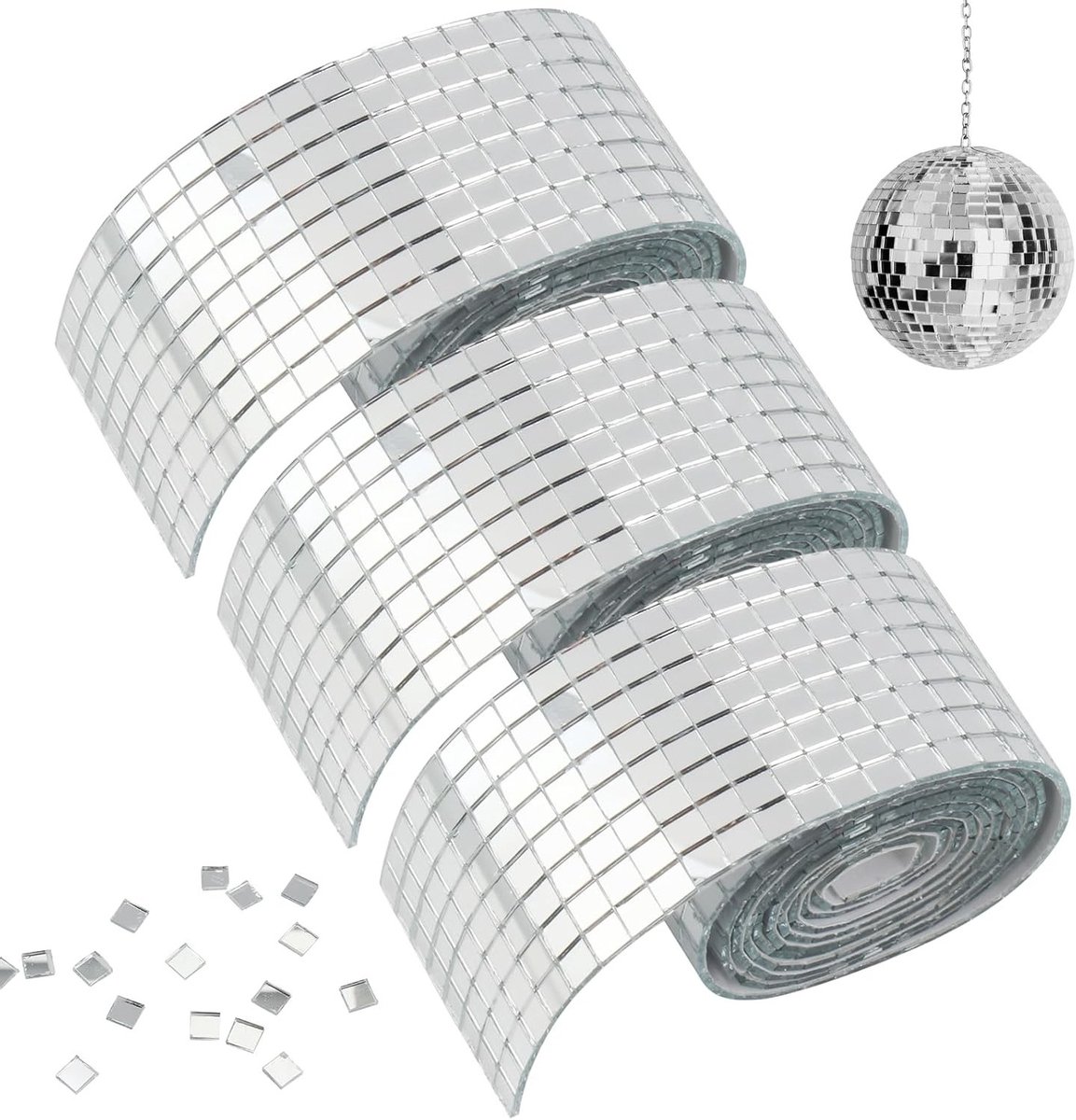 3 Rollen Spiegel Mozaïektegels Disco Bal, 4800 Stuks Zelfklevende Mini Spiegels voor Creatieve DIY Decoratie, Mozaïek Kunst en Handwerk