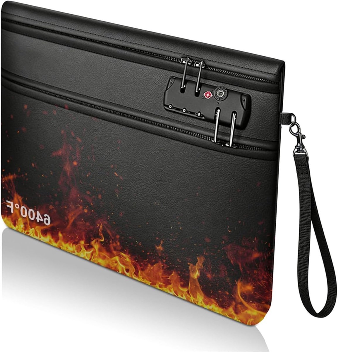 Brandveilige documententas met slot (36 x 26 cm) - 12-laags hitte-isolatie, dubbele rits, brandveilige tas voor geld, paspoort en sieraden