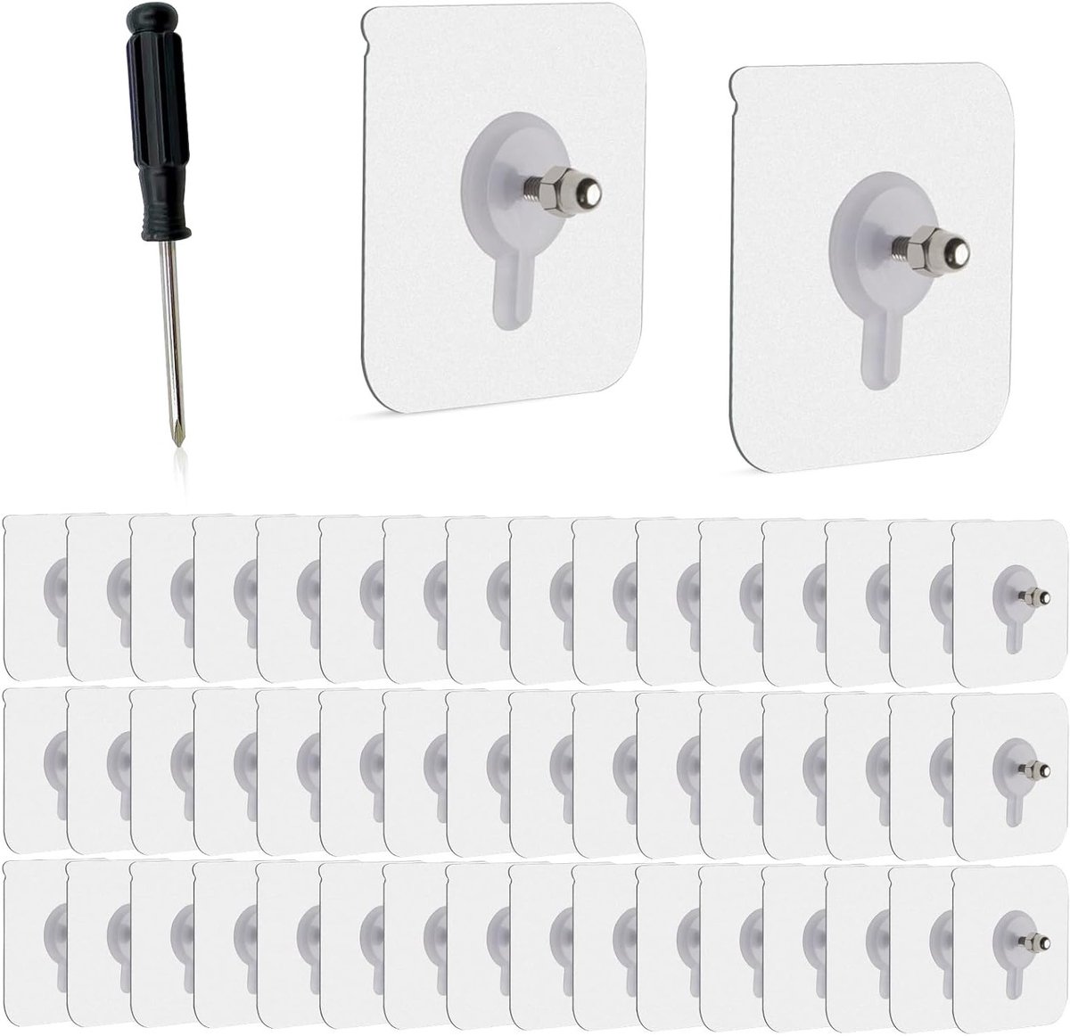 Set van 50 Zelfklevende Schroeven, 6 mm Extra Sterk, Inclusief Schroevendraaier, Ideaal voor Muurbevestiging en Hangende Toepassingen, Transparant en Zonder Boren