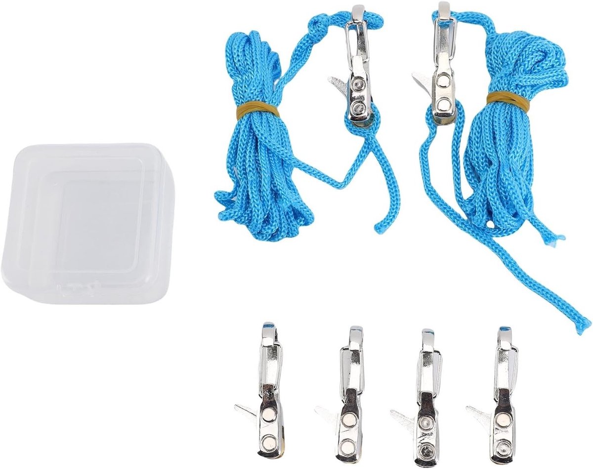 4-Pack Touwspanner met 2 Touwen en Opbergdoos, Eenvoudige Verstelling en Veilig Bevestigen voor Tuin en Kamperen