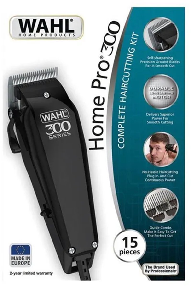 WAHL Tondeuse Home Pro 300  Haar Trimmer Mannen Heren  Kit 15 stuks  8 knipgeleiders 3 mm tot 25 mm  Tondeuse set op netstroom 3 meter snoer WAHL 20102.0460 thumbnail 3