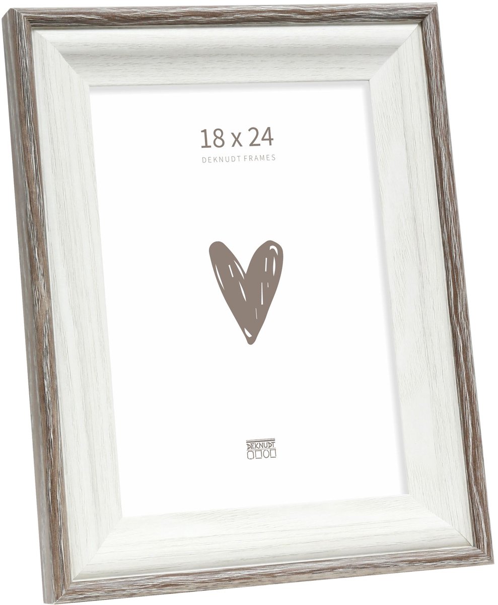 Deknudt Frames fotolijst S68VG2 - wit met bruin biesje - foto 18x24