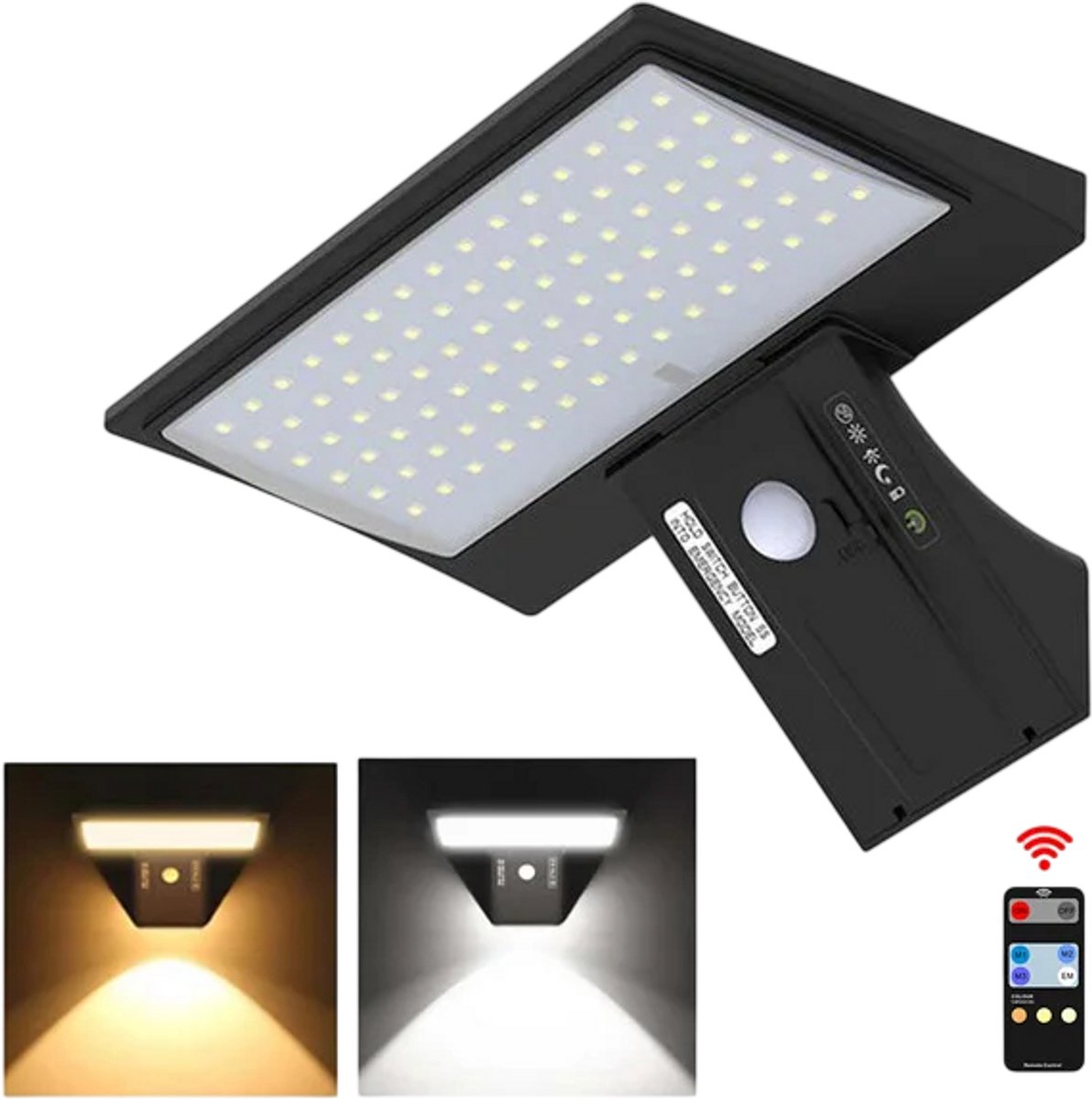Buitenlamp op Zonne-energie met Bewegingssensor – IP65 Waterdichte Tuinverlichting - Solar Tuinlampen, Warm Wit LED, Geschikt voor Tuin, Muur, Straat en Binnenplaats Spotlight