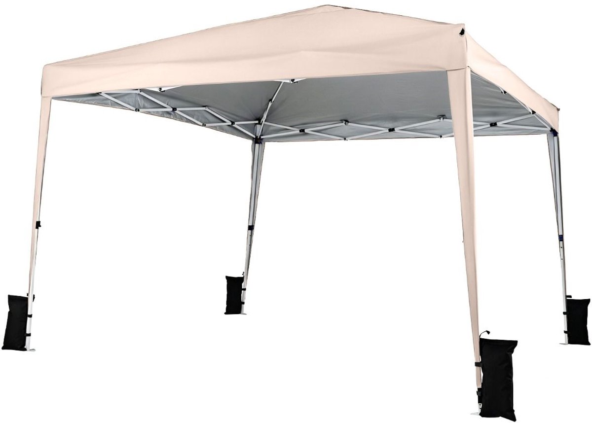 Partytent - 3x3 m - Zijwanden - Easy Up - Paviljoen - Opvouwbaar - Waterdicht - Weerbestendig - Beige