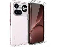Hoesje en Glas Geschikt voor Nothing Phone (4a) Pro - Transparant - Casemania Anti-shock Back Cover - Extra Stevig Val en Stootbescherming Telefoonhoesje + 2x Tempered Glazen Screenprotectors