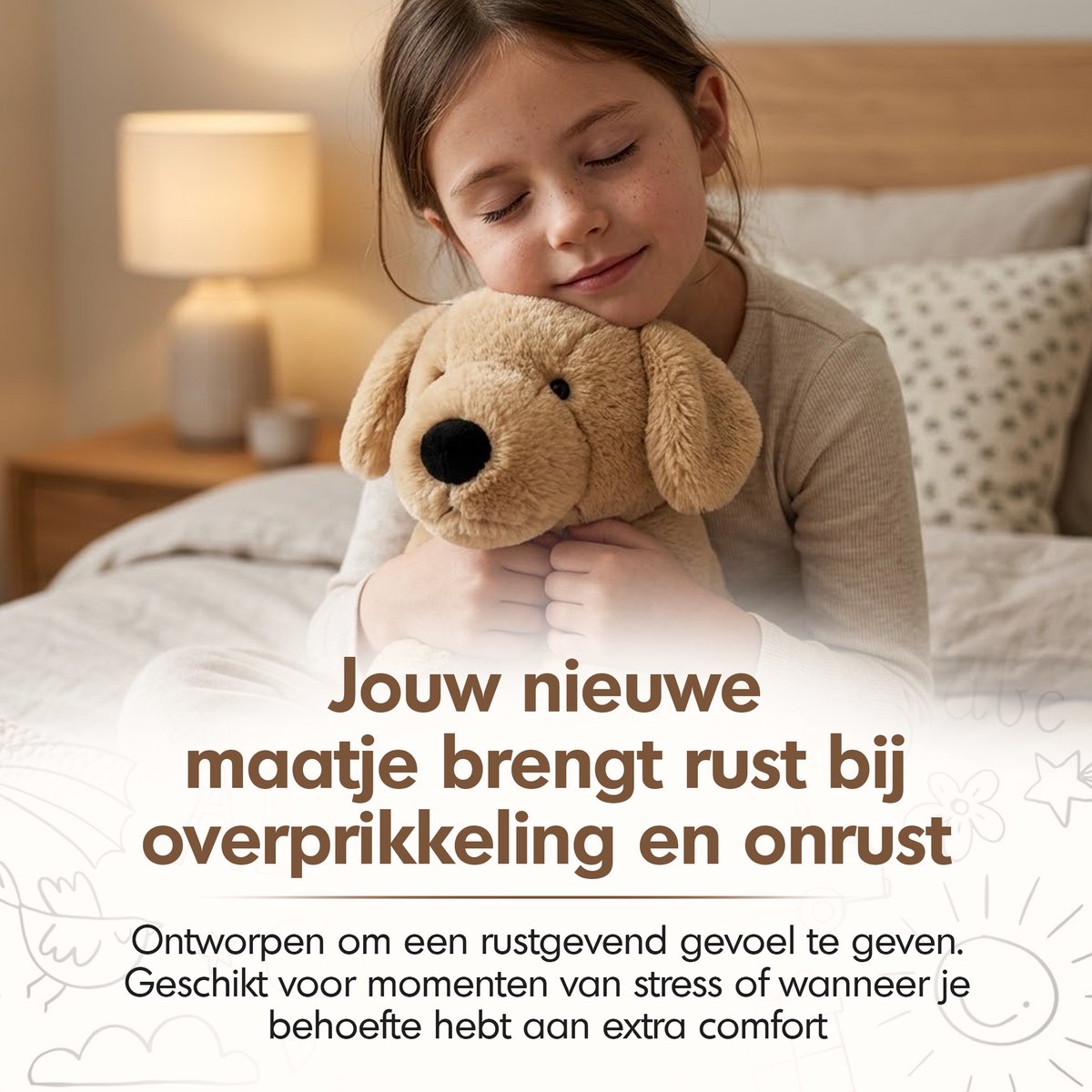 LunaGood® Verzwaringsknuffel hond - Volwassenen & kinderen - 50cm/2.4kg - Verzwaarde knuffel - Weighted stuffed animal - Plushie - Kalmerend - Anti-stress - ADHD - Autisme — afbeelding 2