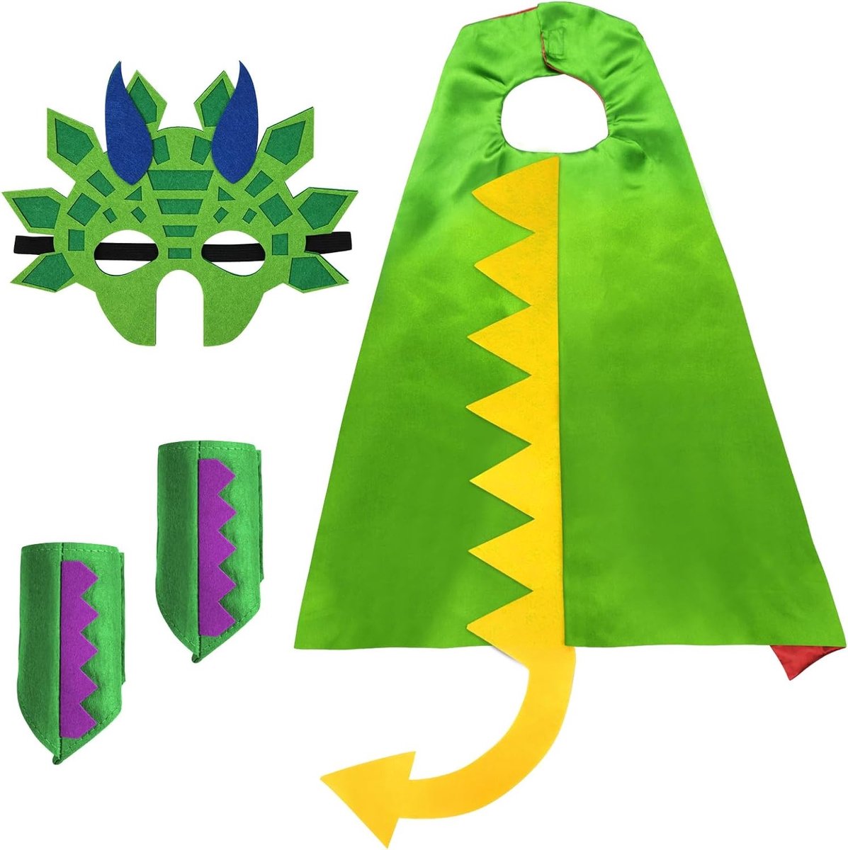 Dinosauruskostuum voor Kinderen, Verkleedcape met Masker voor Rolspel, Halloween en Verjaardagsfeestjes, Carnaval en Themafeesten