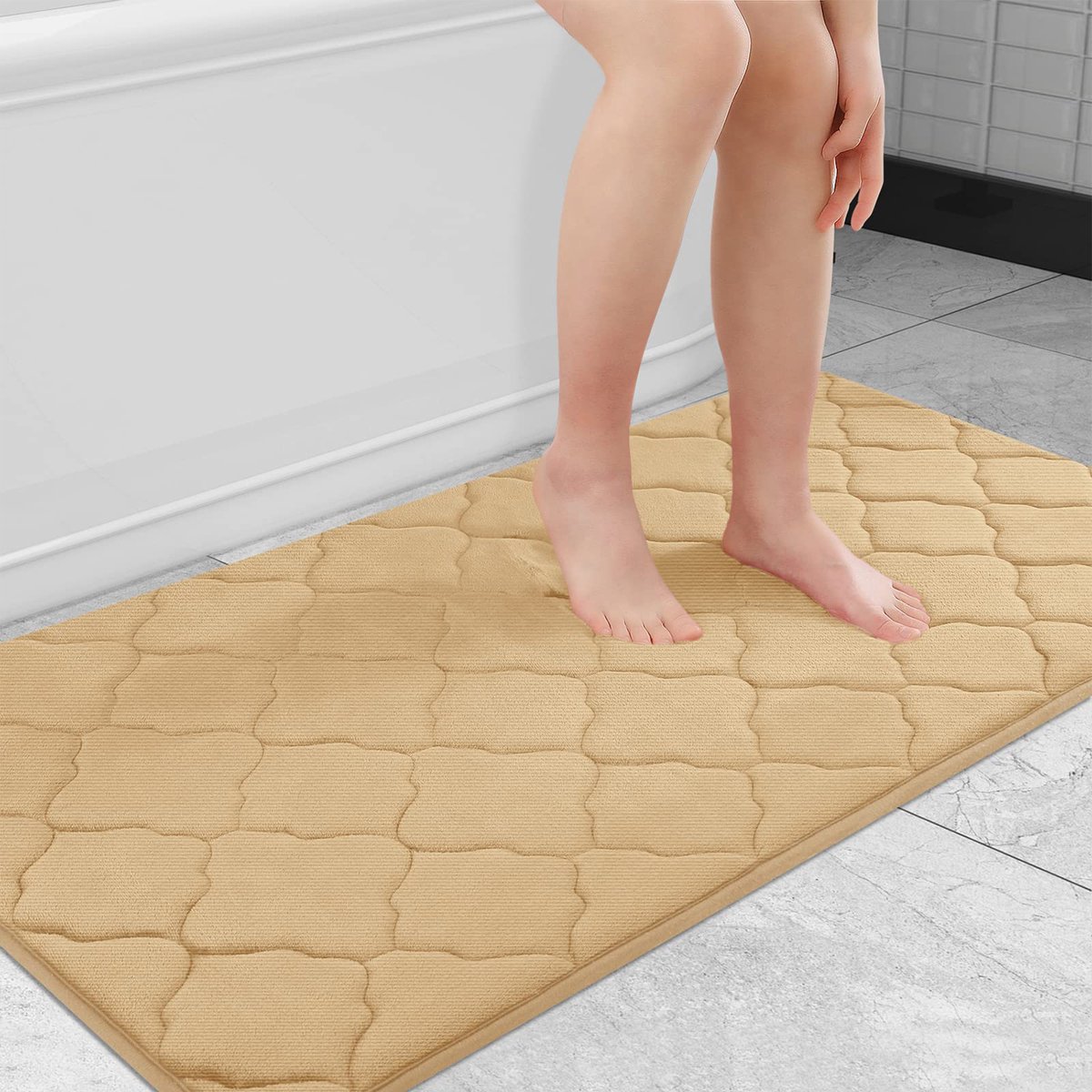 Homaxy Badkamermat - Antislip Badmat - Douchemat - Memory Foam Absorberende Douchemat- 61x120cm - Beige Productinformatie