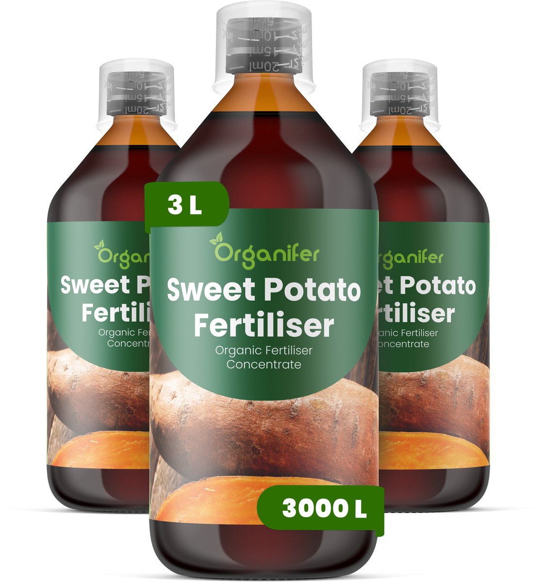 Vloeibare Meststof Voor Zoete Aardappel 3X1 L Voor 3000 L - Npk 2-1-8 - Ondersteunt Een Uniforme Wortelinitiatie En Knolvorming Van Zoete Aardappel - Verbetert Wortelvorm, Dichtheid En De Algehele Opbrengstkwaliteit - Organifer