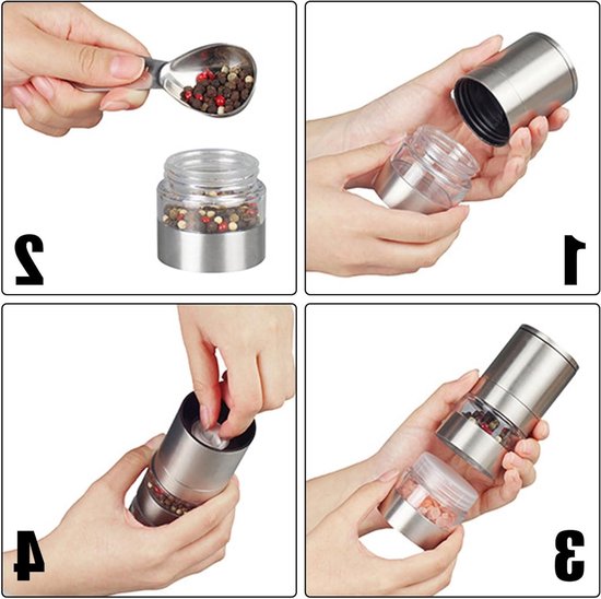 5-in-1 Mini Specerijenpot met Specerijenmolen, Perfect voor Outdoor Picknicks, Koken en Kruidenopslag van Merkloos — afbeelding 4