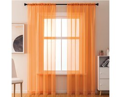 Set van 2 transparante gordijnen voor de woonkamer, semi-transparante vitrage, moderne en decoratieve raamdecoratie voor slaapkamers en woon