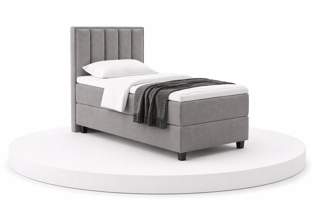 BalBedden Boxspring SoloLux - 100x200 Compleet - Eenpersoons bed - Grijs - BalBedden