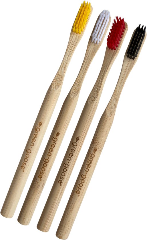 Bamboe tandenborstel (zacht) | 4 stuks |Natural Bamboo | Bamboo tandenborstel | 100% BPA-vrij | natuurlijk afbreekbaar | Wit