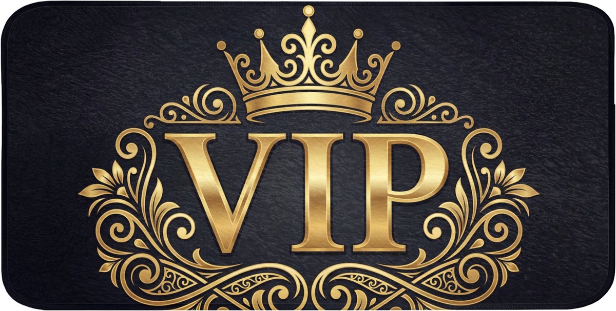 Badmat 120x60 cm - Antislip - VIP - Kroon - Goud - Badmatten voor badkamer - Badkamermat - Douchemat - Badkamer mat