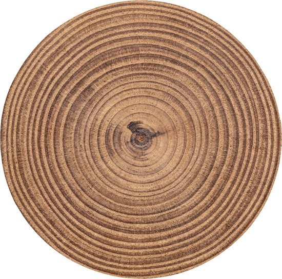 Badmat rond 70x70 cm - Antislip - Boomstam - Hout - Bruin - Badmatten voor badkamer - Badkamermat - Douchemat - Ronde badkamer mat