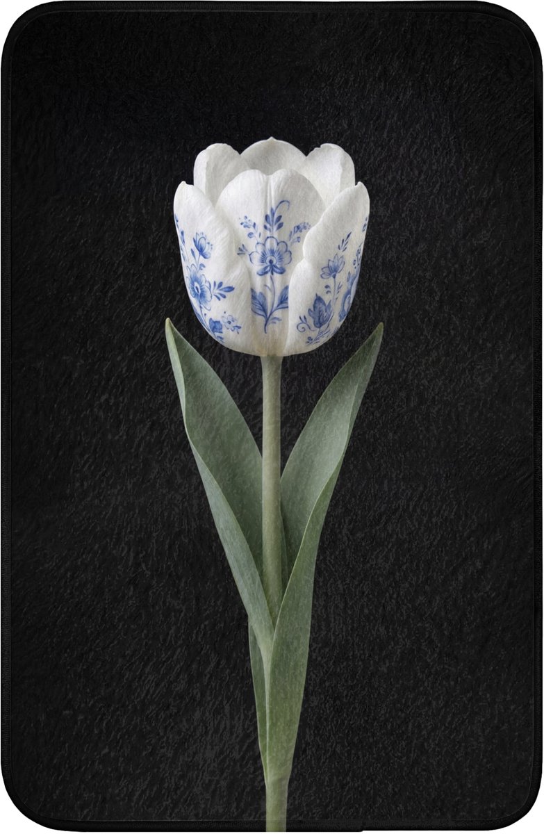 WC mat 40x60 cm - Antislip - Tulp - Patroon - Blauw - Toiletmat - Vloermat - Douchemat - Toilet tapijt - Toiletmatten