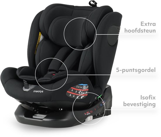 Mooiys Kaya Luxe Autostoel I-Size - 360° Draaibaar met Isofix - Zwart — afbeelding 4