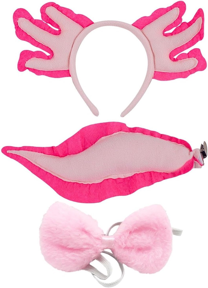 Schattige dierenaccessoires set met hoofdband, staart en strikje voor creatieve kostuums en feesten