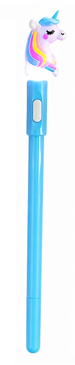 Magische Eenhoorn Pen Blauw - Lichtgevende Unicorn 3D Figuur - Fantasy Traktatie