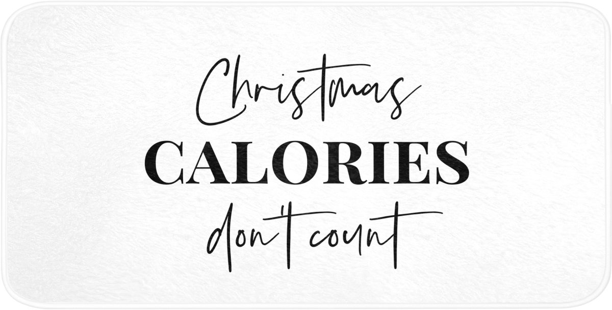 Badmat 120x60 cm - Antislip - Kerst quote - Winter - Christmas calories - Wit - Badmatten voor badkamer - Badkamermat - Douchemat - Badkamer mat