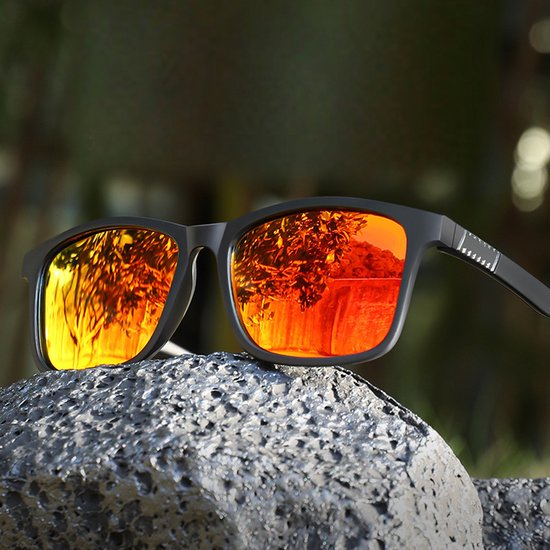 Sport Zonnebril - 2 Stuks - 16g Ultralicht - Lifestyle Zonnebril - Trendy Zonnebril - UV400 HD & Stootvast - Waterafstotend - Voor MTB & Outdoor - Heren & Dames - Oranje & Zwart — afbeelding 5