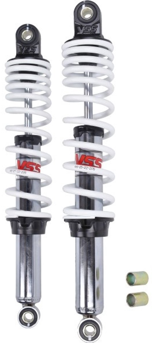 Schokbrekerset YSS - 360mm - Chroom/Wit - simson, kreidler rd220-360-03-12p
