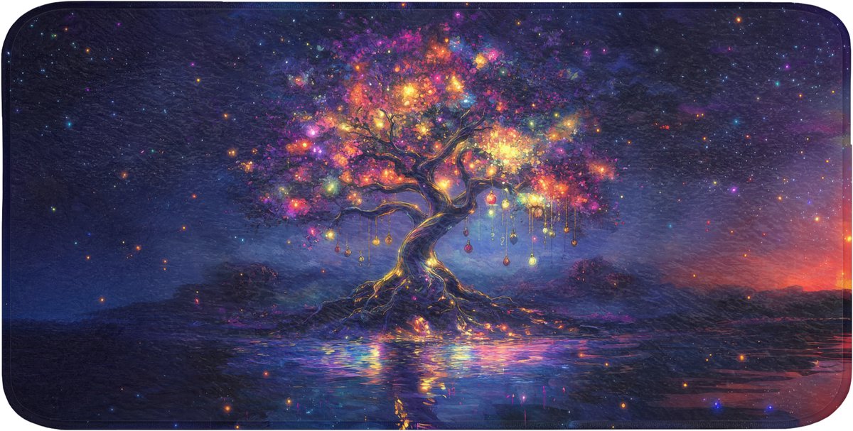 Badmat 120x60 cm - Antislip - Kosmisch - lichtboom - Kerst - Kleurrijk - Badmatten voor badkamer - Badkamermat - Douchemat - Badkamer mat