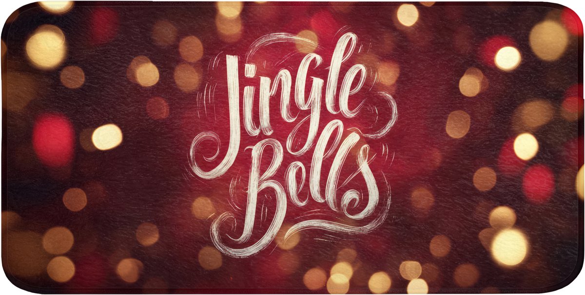 Badmat 120x60 cm - Antislip - Jingle - Bells - Kerst - Rood - Badmatten voor badkamer - Badkamermat - Douchemat - Badkamer mat