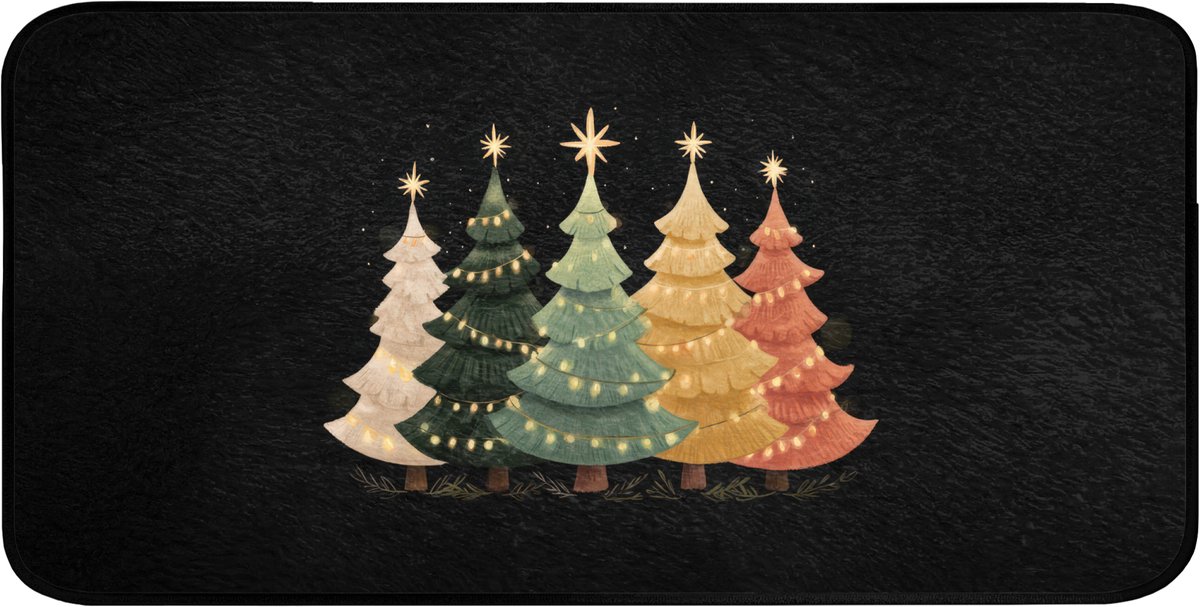 WC mat 120x60 cm - Antislip - Kerstbomen - Kleurrijk - Lichtjes - Ster - Toiletmat - Vloer