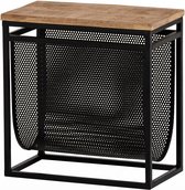 Tijdschriftenhouder met mandje mangohout - 44x24x44 cm - Naturel - Lectuurbak - magazineholder - tijdschriftenrek - bijzettafel - krantenbak