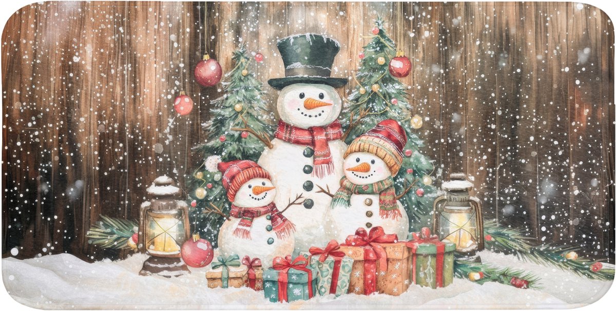 Badmat 120x60 cm - Antislip - Sneeuwpop - Familie - Kleurrijk - Badmatten voor badkamer - Badkamermat - Douchemat - Badkamer mat