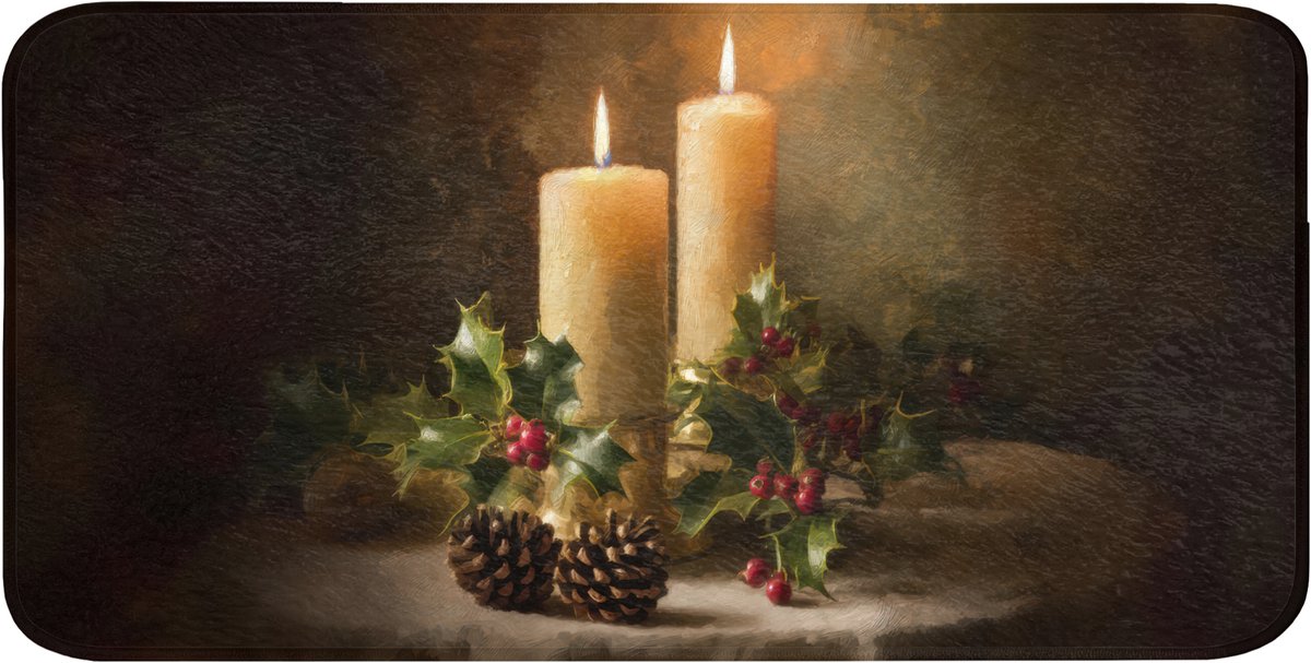 Badmat 120x60 cm - Antislip - Kaarslicht - Kerst - Veelkleurig - Badmatten voor badkamer - Badkamermat - Douchemat - Badkamer mat