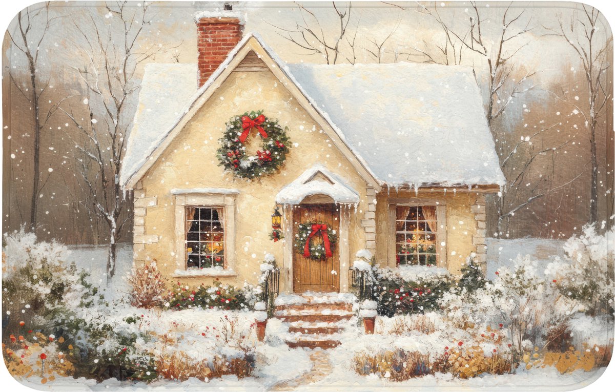 WC mat 80x50 cm - Antislip - Kerst - Huis - Winter - Sneeuw - Toiletmat - Vloermat - Douch
