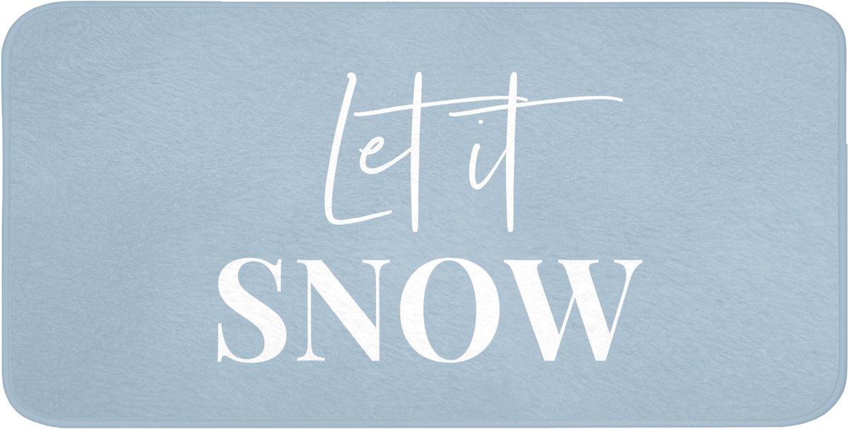 Badmat 120x60 cm - Antislip - Sneeuw - Winter - Blauw - Let it snow - Badmatten voor badkamer - Badkamermat - Douchemat - Badkamer mat