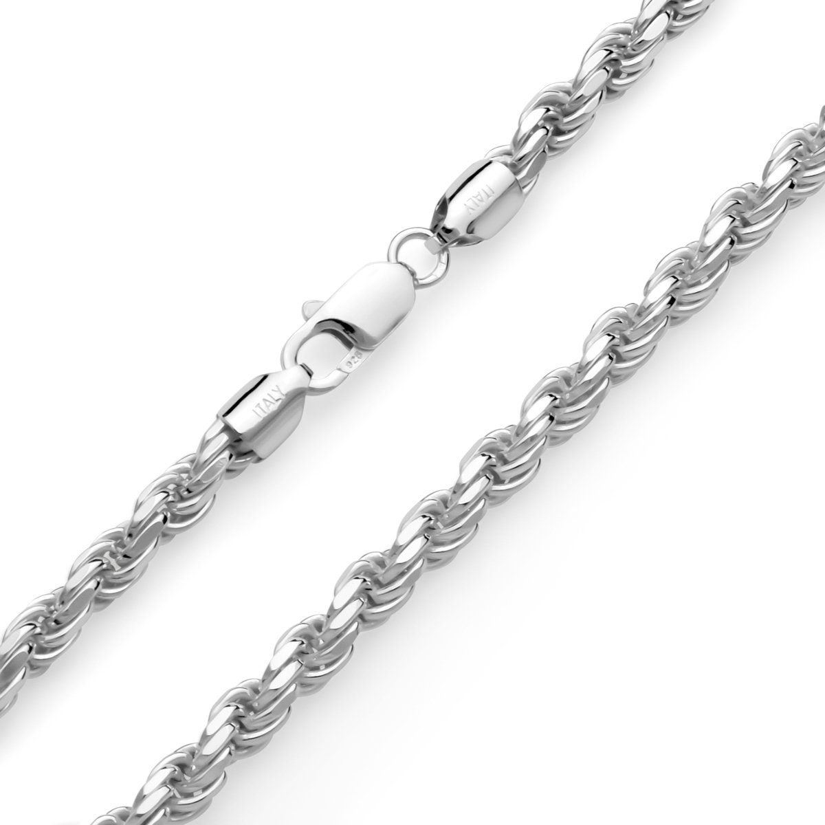 JUXE24-Koord ketting-rope chain-massief 925 zilver-6 mm breed-50 cm lang-54 gram-geslepen