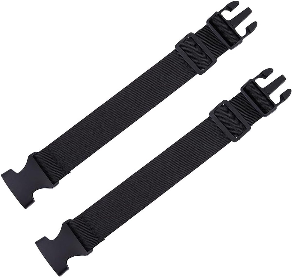 Riemverlenging Set - Heuptas Riem Verlenger - 2 Stuks - Verstelbaar 24-34 cm - Elastisch Nylon met Gesp - Voor Reizen en Dagelijks Gebruik - Zwart