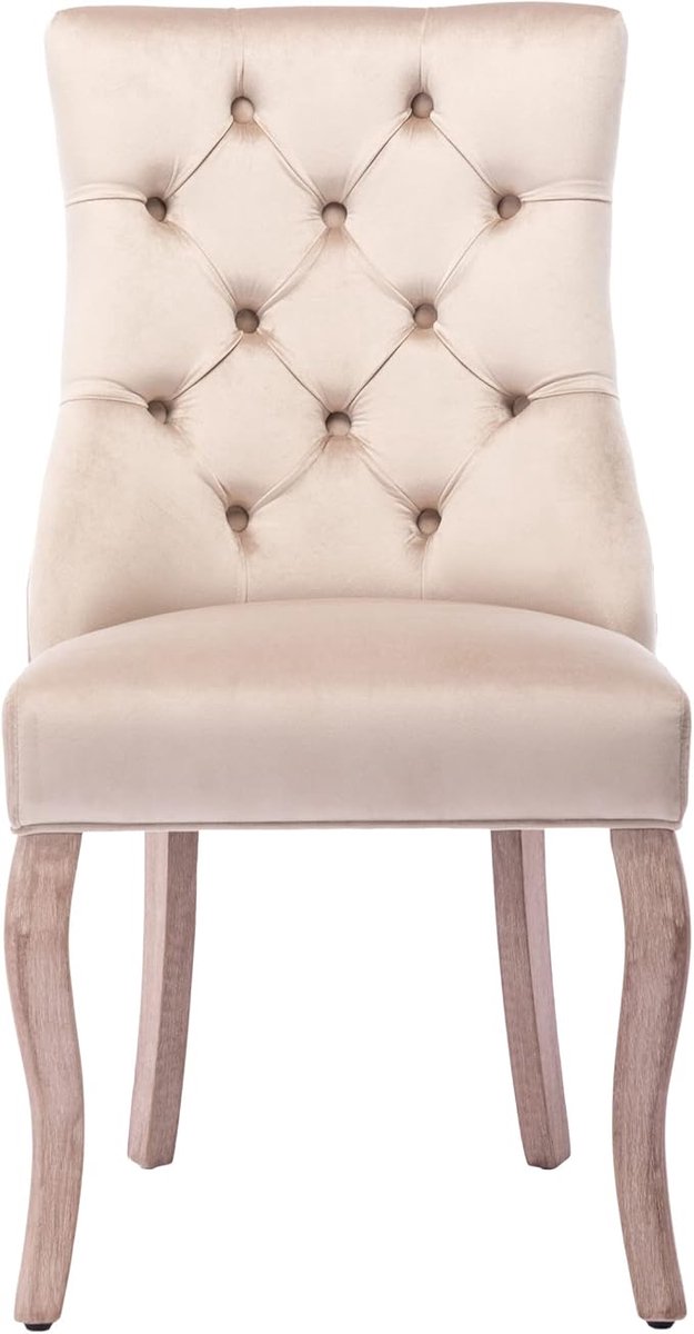 Eetkamerstoelen Set van 6 - Modern Scandinavisch Design - PU Leer met Beukenhouten Poten - 49x42x83 cm - Bruin - Laura
