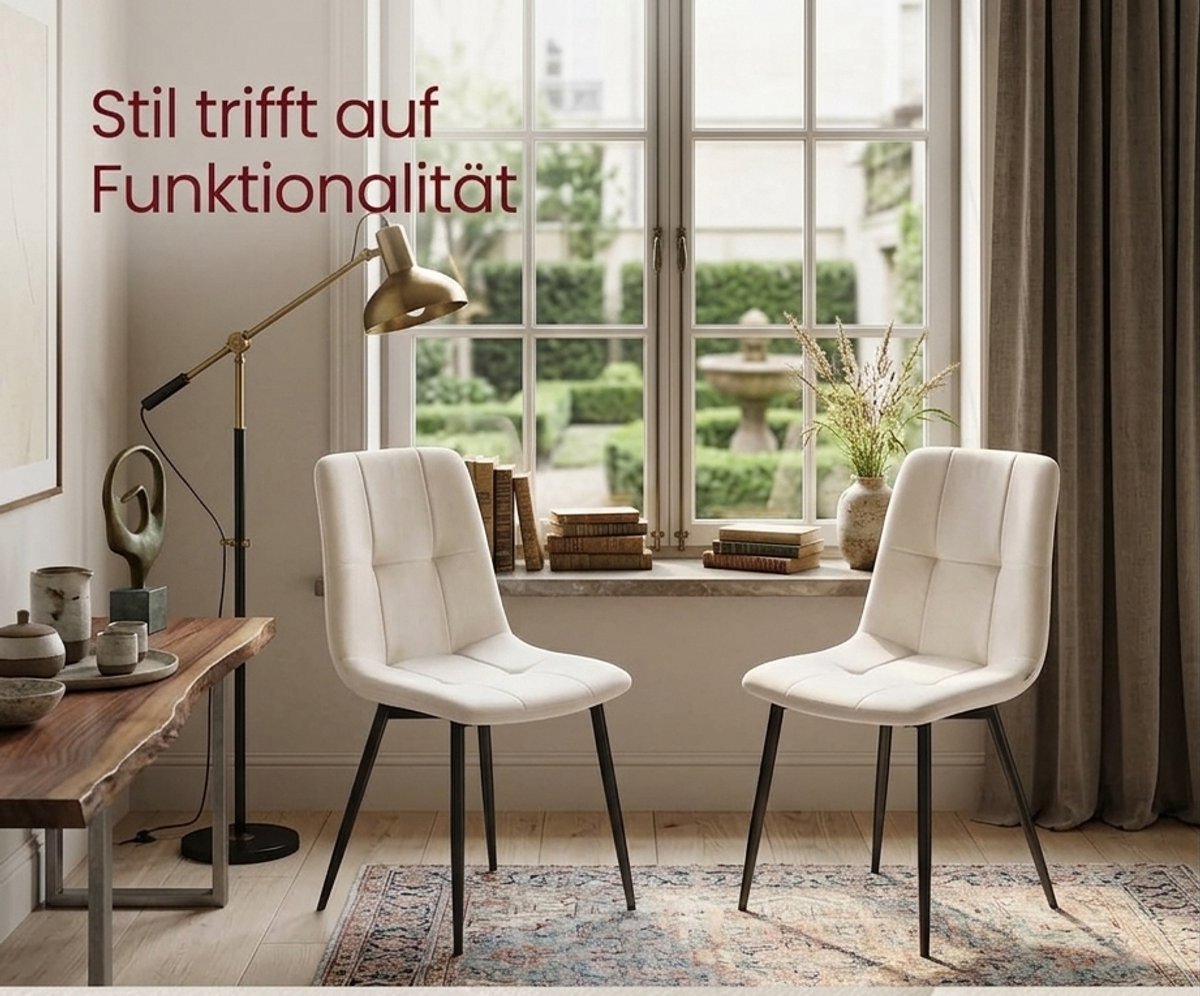 Luxe Velvet Eetkamerstoelen Set van 4 Cappuccino Beige met Armleuning en Verstelbare Poten – Ergonomische Gevoerde Keukenstoelen met Metalen Onderstel voor Woonkamer en Eethoek