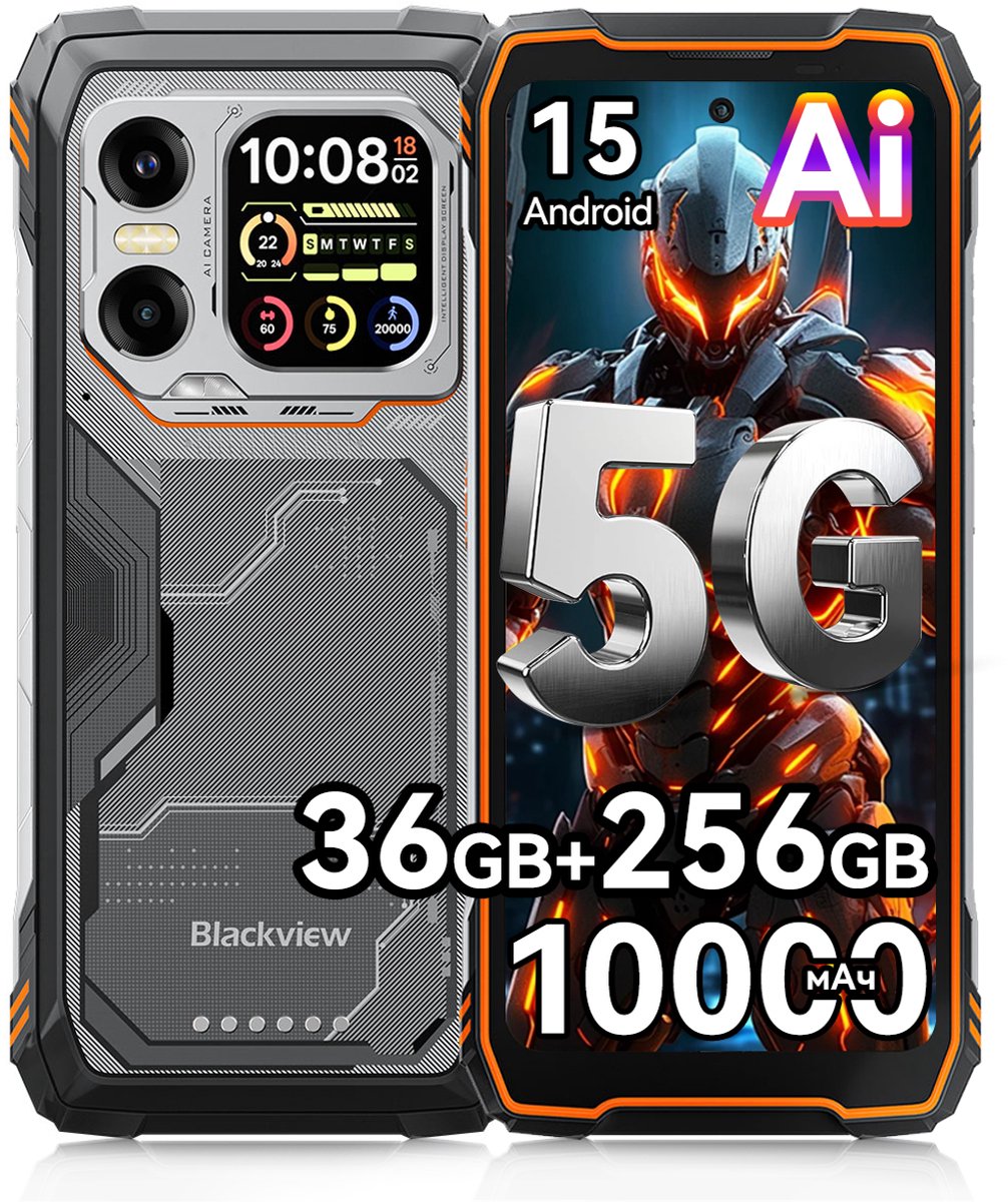 Blackview XPLORE X1 Robuuste Smartphone 5G - 36GB RAM - 256GB ROM - 10000mAh 55W - 6,78 inch 120Hz - IP68/IP69K Robuuste Telefoon - 108MP+50MP Camera - Android 15 - NFC GPS - Oranje