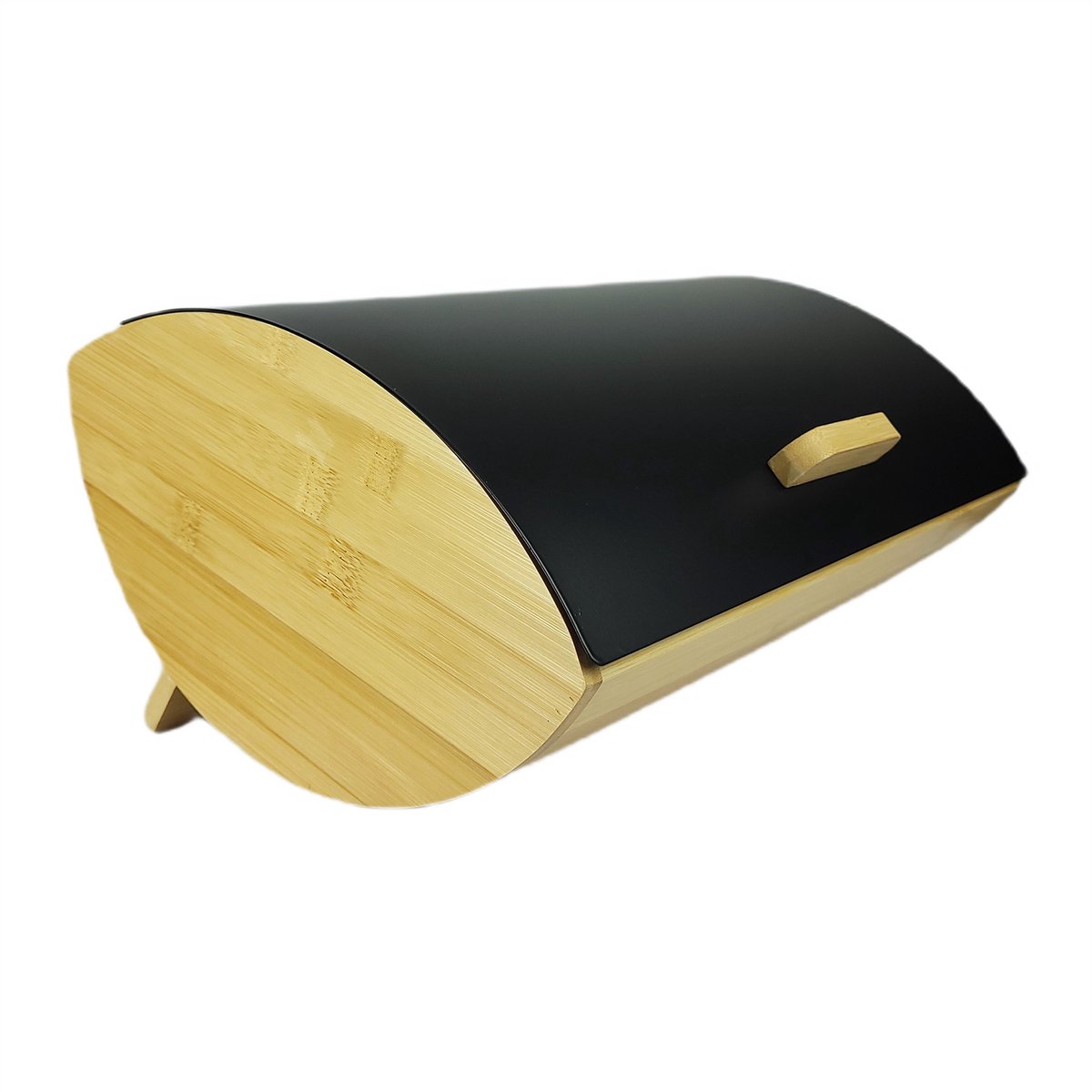 Bamboe Broodtrommel met Zwart Stalen Deksel - Modern Design