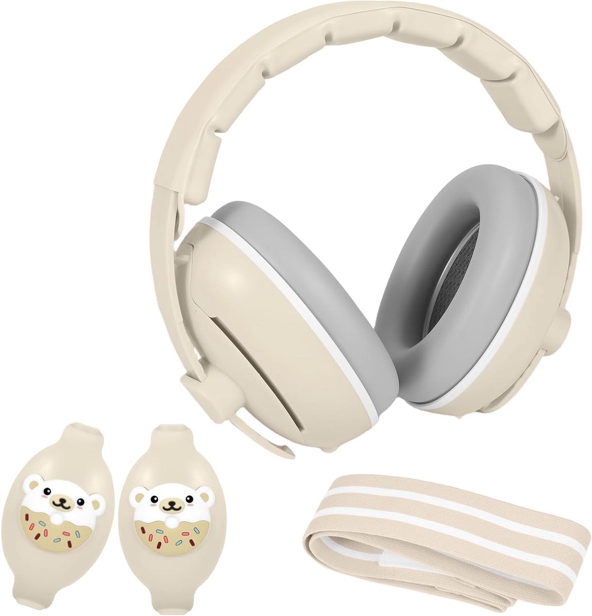 Oordopjes voor Baby's en Peuters tot 48 Maanden, 2-in-1 Geluidsbescherming met Verstelbare Hoofdband, 25dB Geluidsreductie en Comfortabele Pasvorm