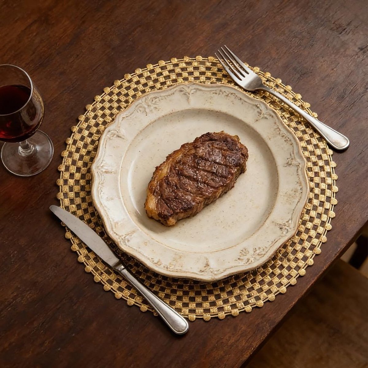 Set van 6 ronde placemats, wasbare en vaatwasserbestendige onderleggers, hittebestendig, antislip, PVC, ideaal voor feestdagen, bruiloften en dagelijks gebruik, Ø38cm