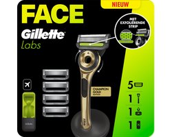 GilletteLabs Met Exfoliërende Strip Scheersysteem Champion Gold - 1 Handvat + 5 scheermesjes + 1 muurhanger + 1 etui - van de makers van Gillette Fusion